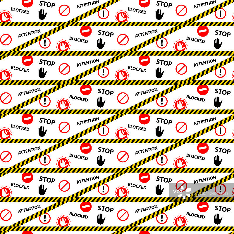 禁止通行危险无缝图案图片素材