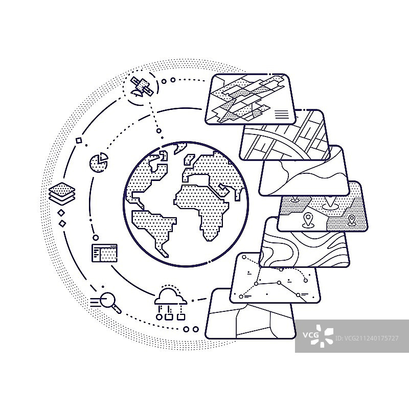 信息图的GIS概念数据层图片素材