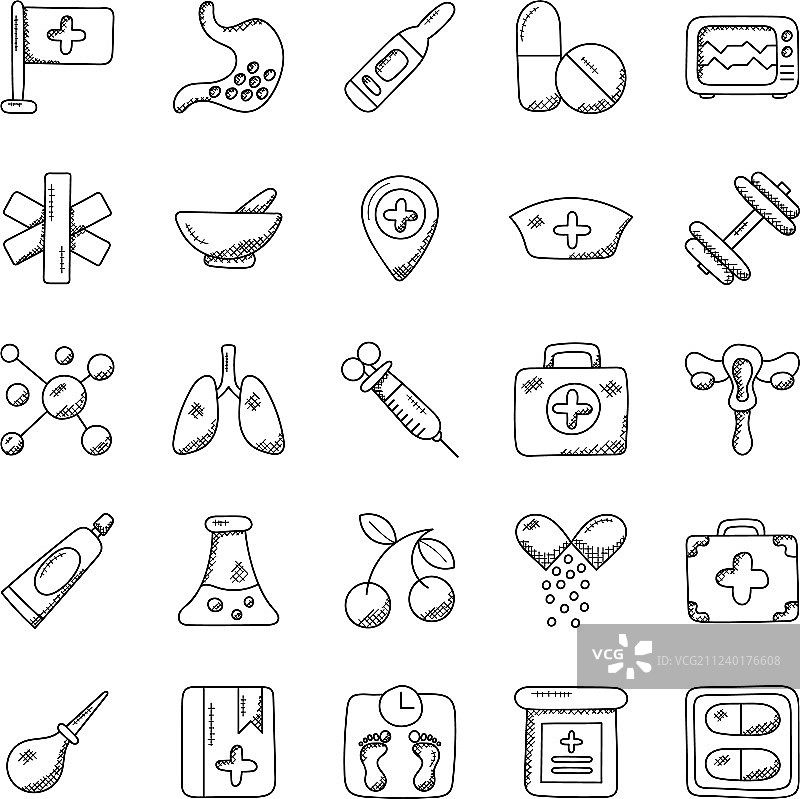 医疗健康涂鸦图标图片素材