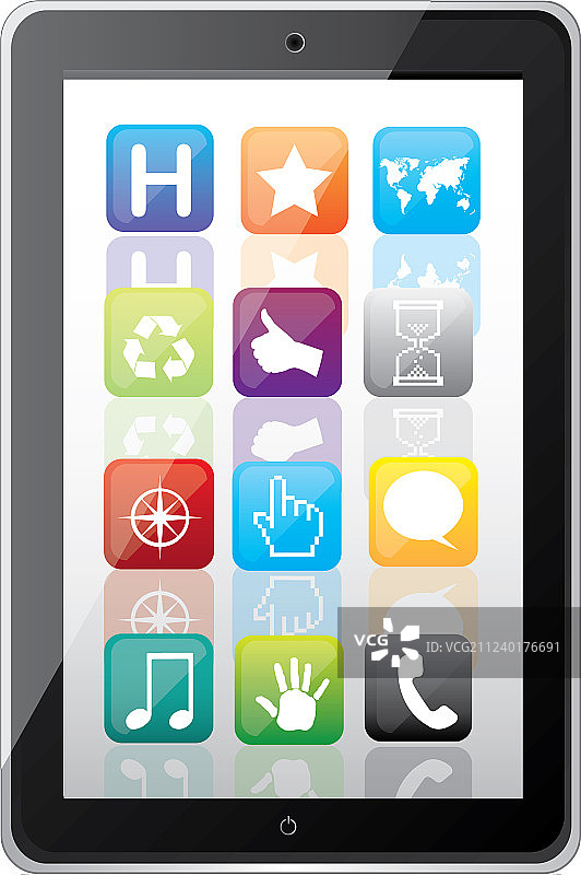 彩色剪影平板屏幕图标图片素材