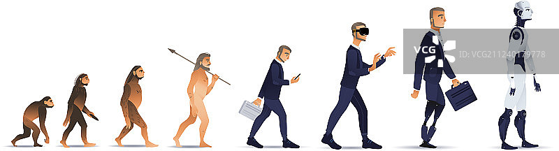 从猴子到机器人的进化图片素材