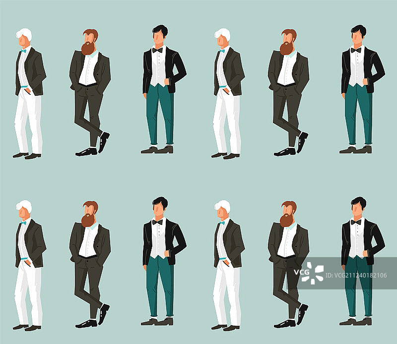 手绘抽象卡通新郎图片素材