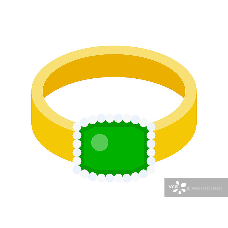 绿色祖母绿戒指珠宝相关扁平图标图片素材