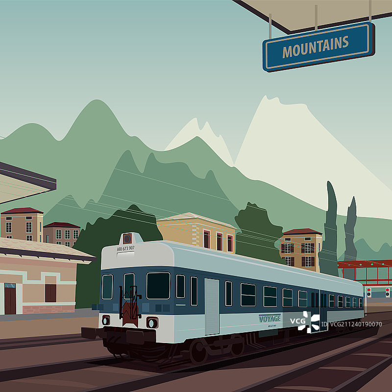 欧洲小镇火车站的老式火车图片素材