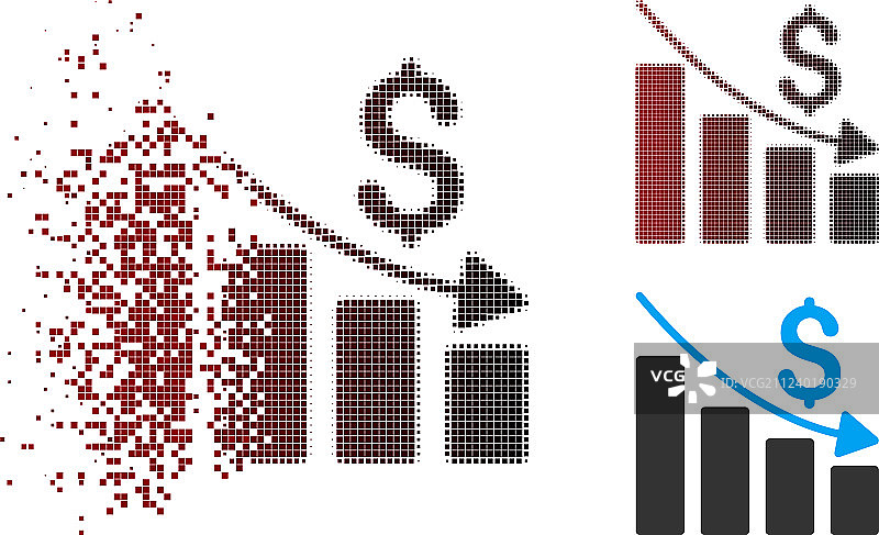 像素半色调经济衰退图标图片素材