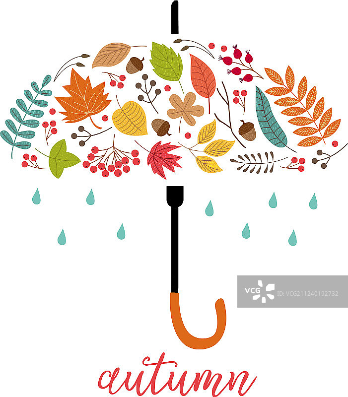 秋叶卡片雨伞图片素材