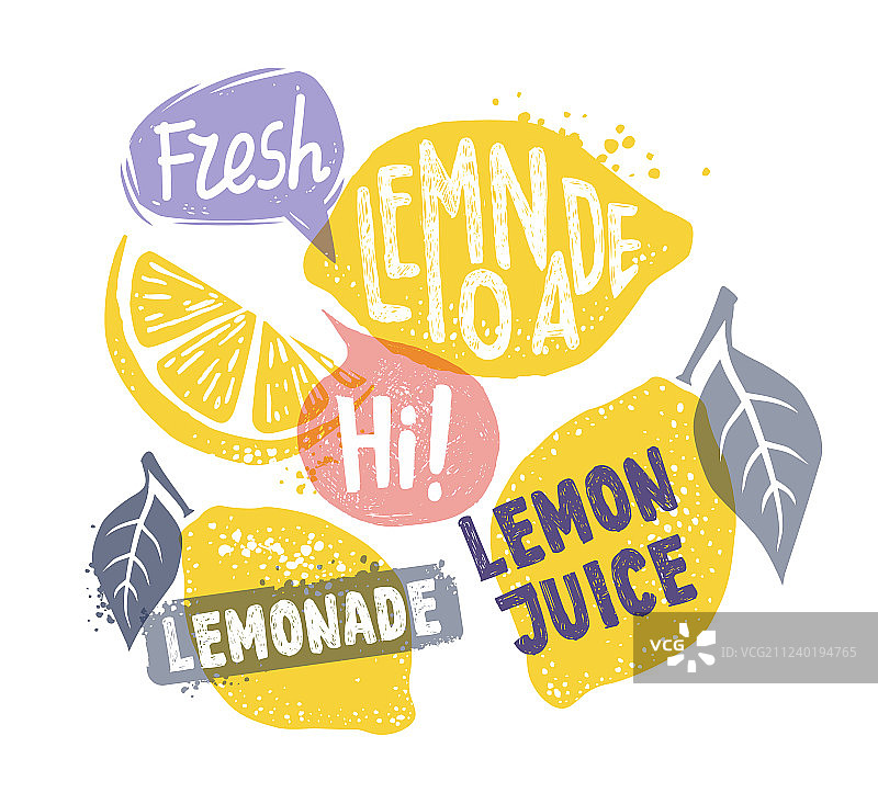 柠檬叶子和文字素材图片素材