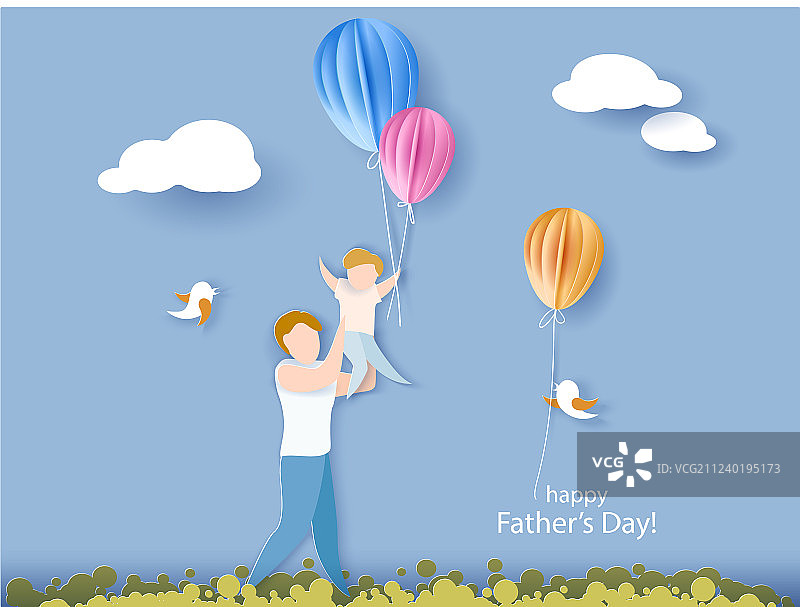 父亲节快乐剪纸贺卡图片素材