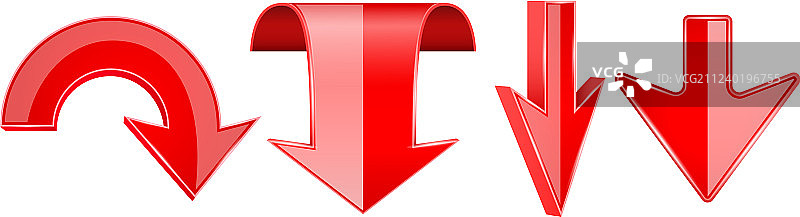 红色箭头3D网页下载图标图片素材