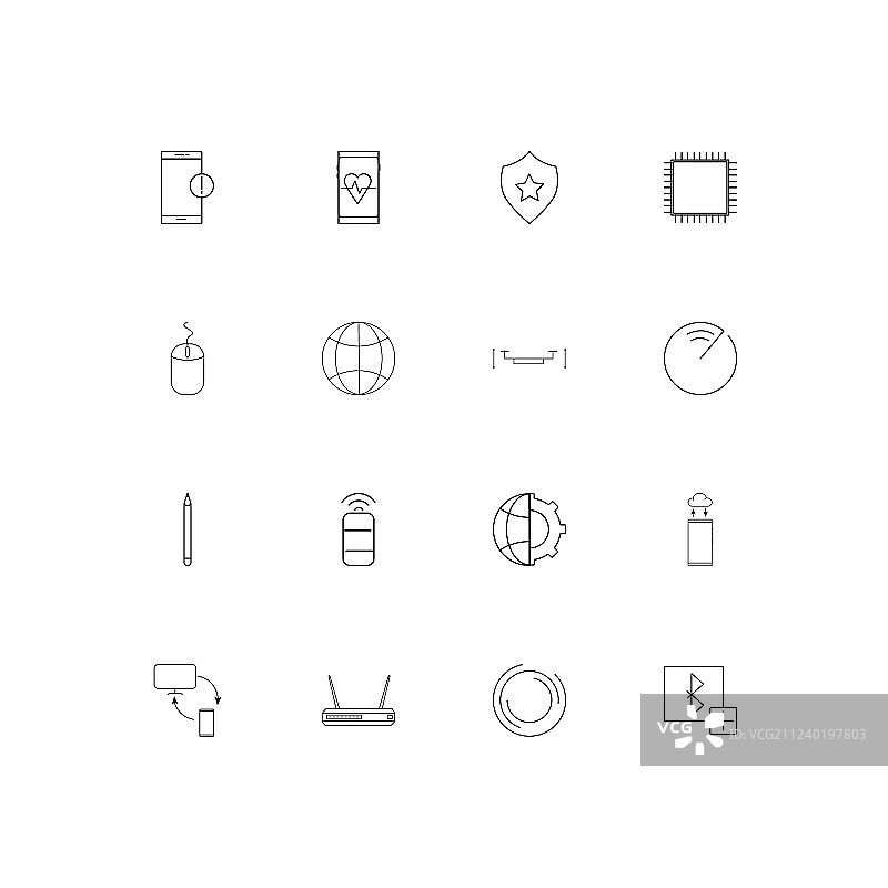 设备简单的线性图标设置概述图标图片素材