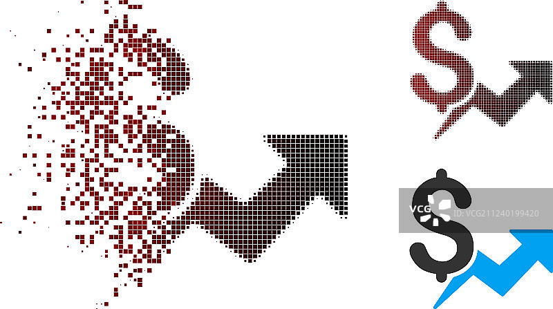 溶解的像素半色调价格增长图标图片素材