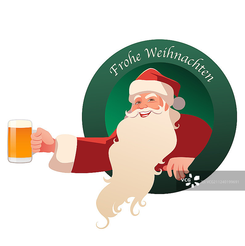 圣诞老人手持啤酒杯图片素材