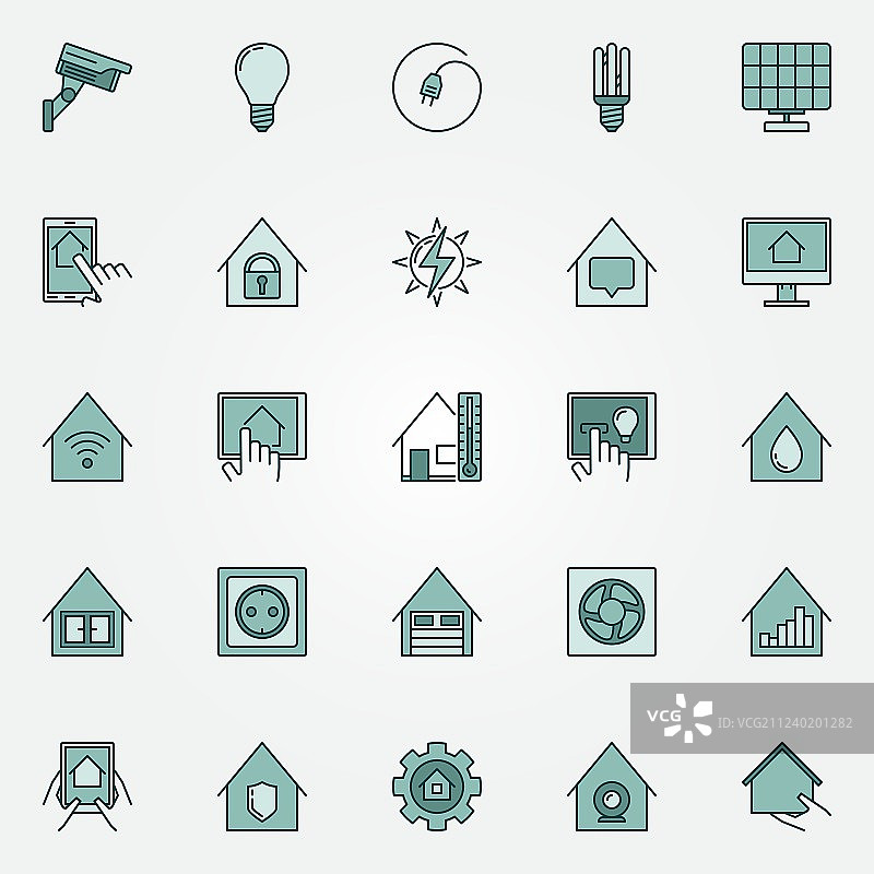 智能家居彩色图标合集图片素材