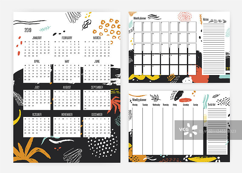 2019年月度及每周日历合集图片素材