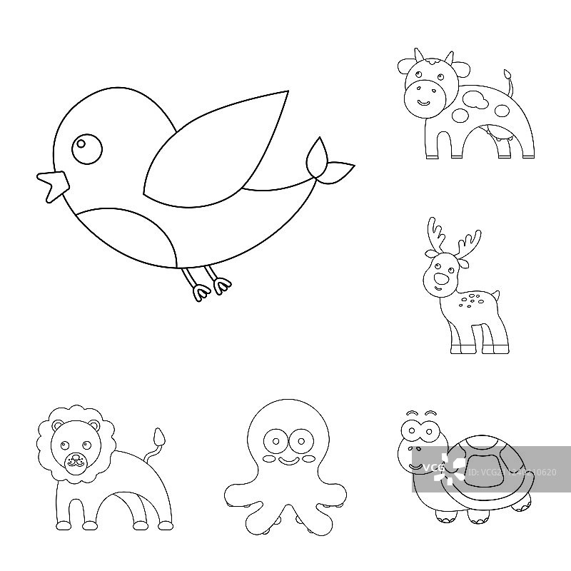 一套不真实的轮廓动物图标图片素材