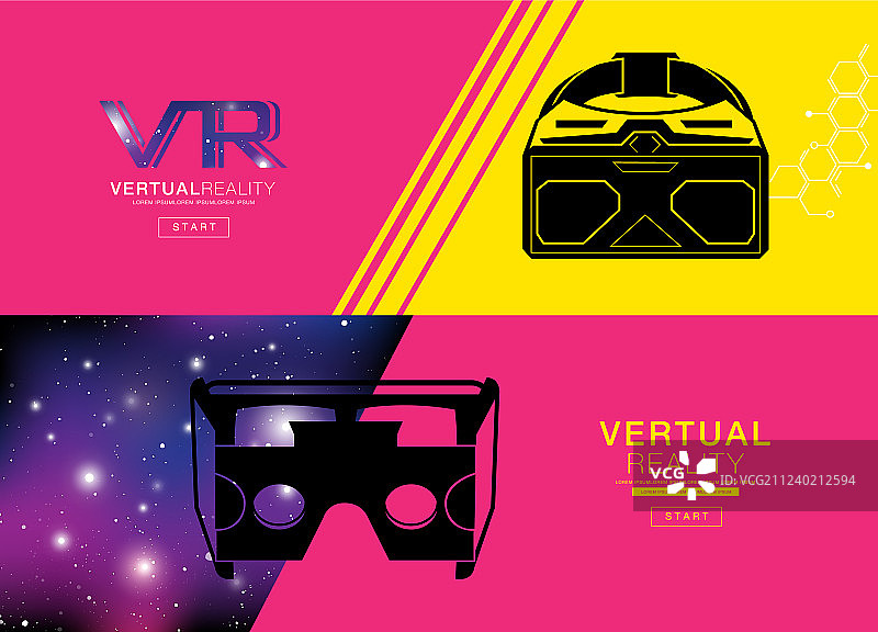 VR头显图标扁平风banner设计图片素材