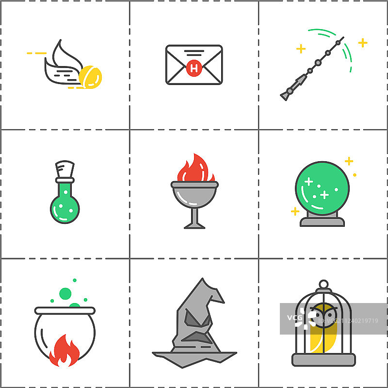 巫师装备魔法图标集图片素材