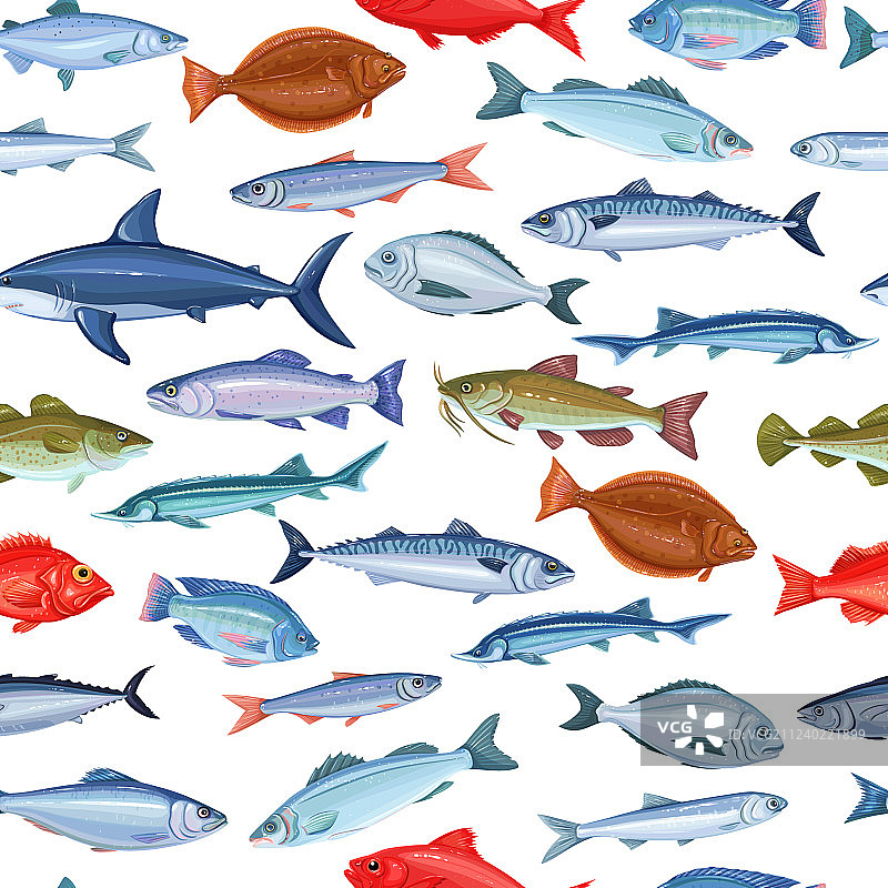 鱼类无缝图案图片素材