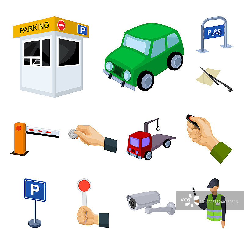 卡通汽车停车图标合集图片素材