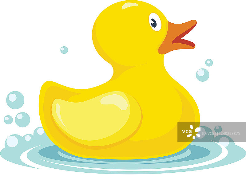 水中嬉戏的黄色橡胶小鸭儿童玩具图片素材