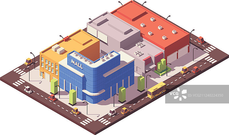 低多边形等距城市街区图片素材