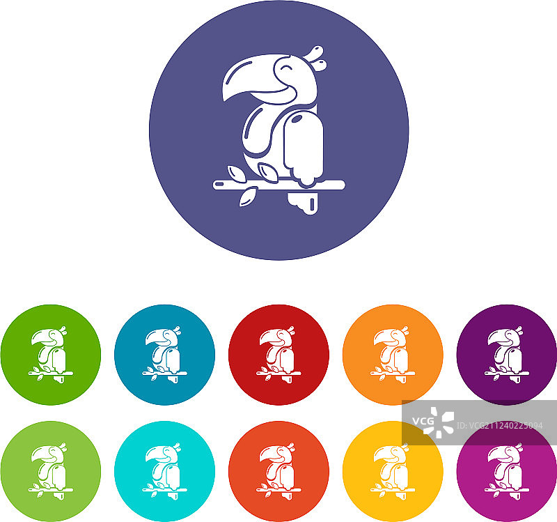 鹦鹉图标彩色集合图片素材