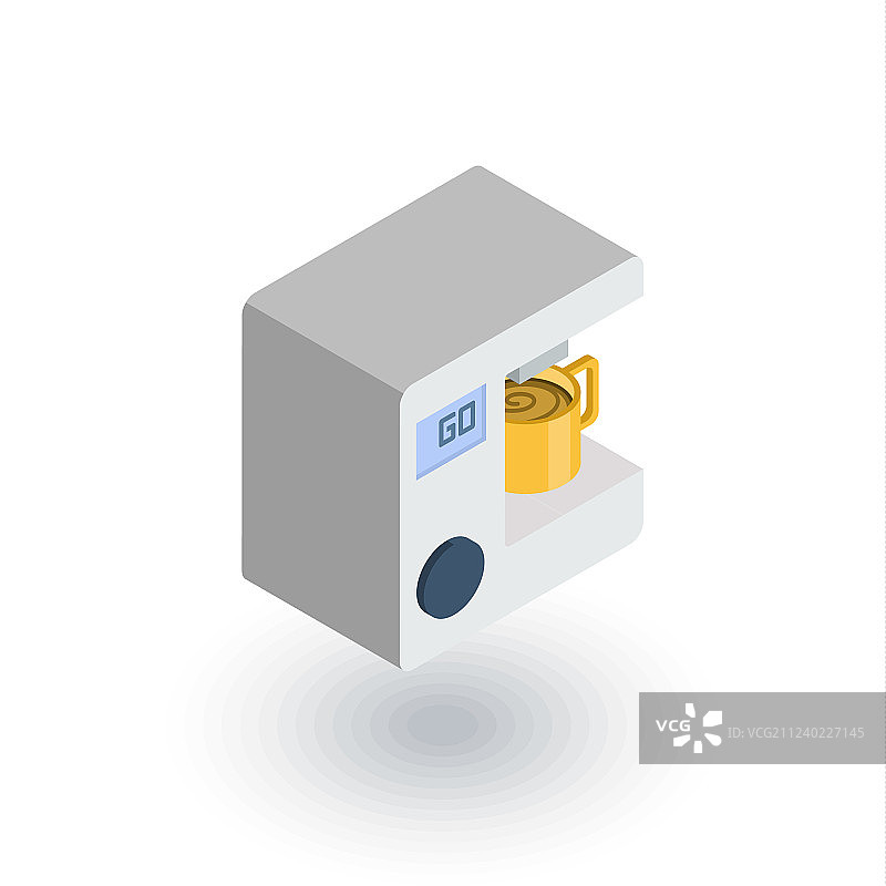 带杯子2.5D咖啡机扁平图标图片素材