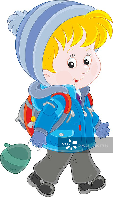 穿着冬装的小学生图片素材