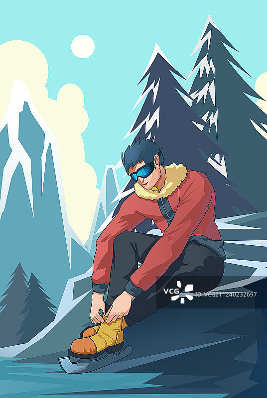 滑冰插画图片素材