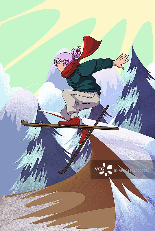 滑雪插画图片素材