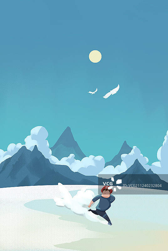 滑冰插画图片素材