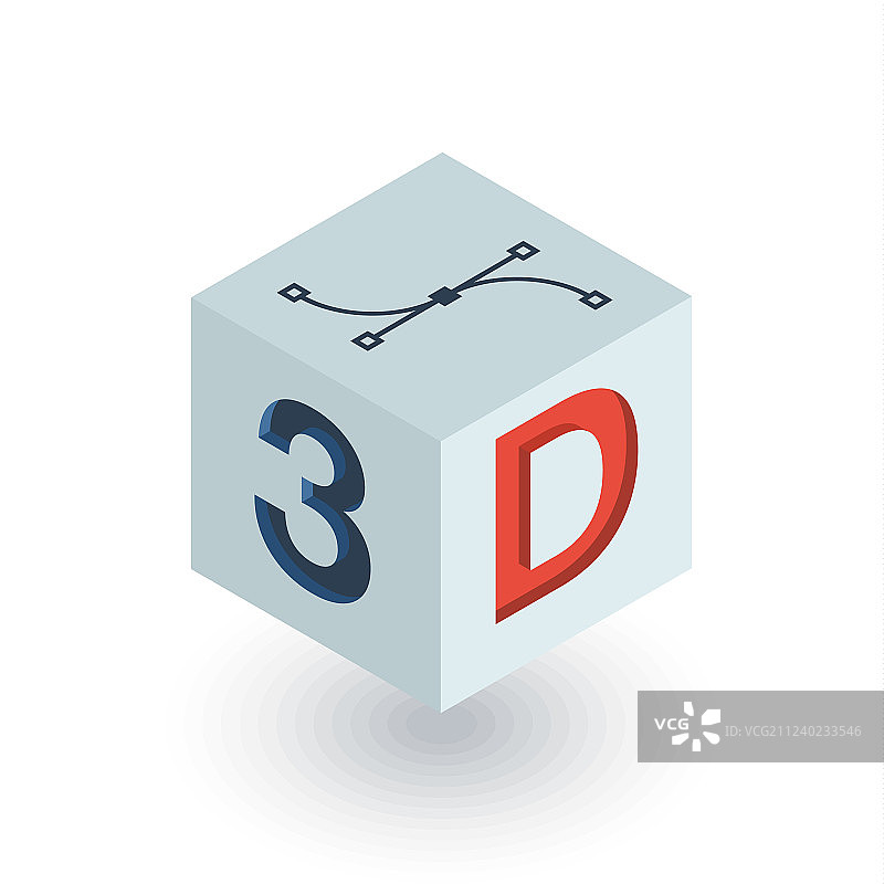 3D立方体等距扁平图标文字图片素材
