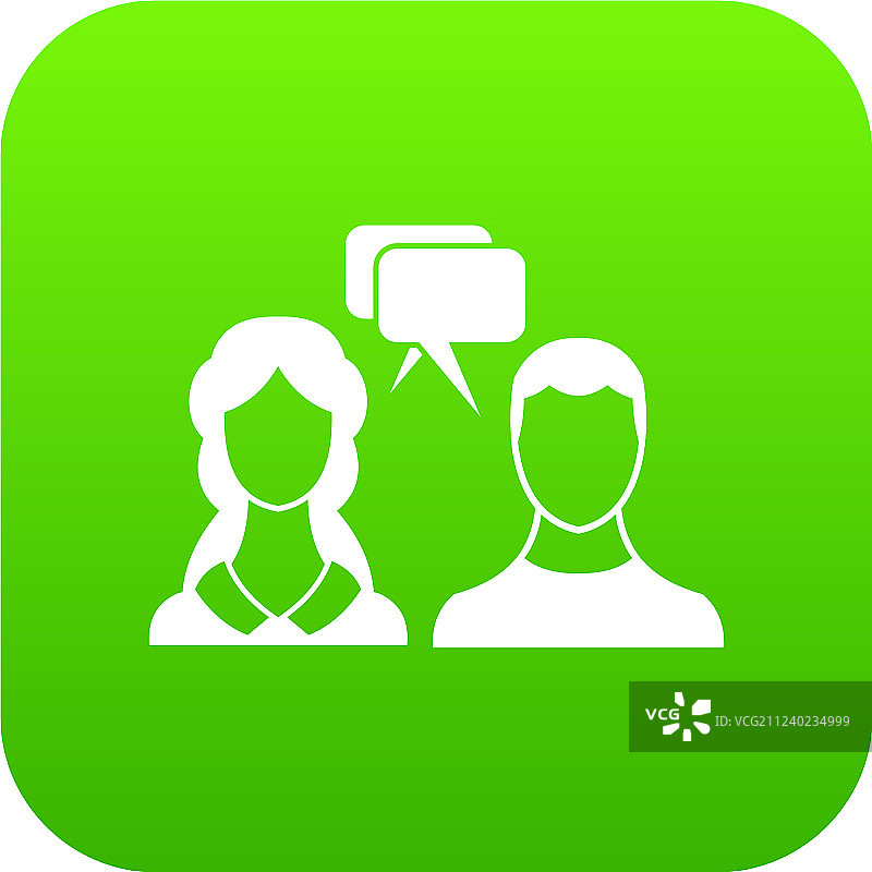 带有两个人脸图标的数字绿色对话气泡图片素材