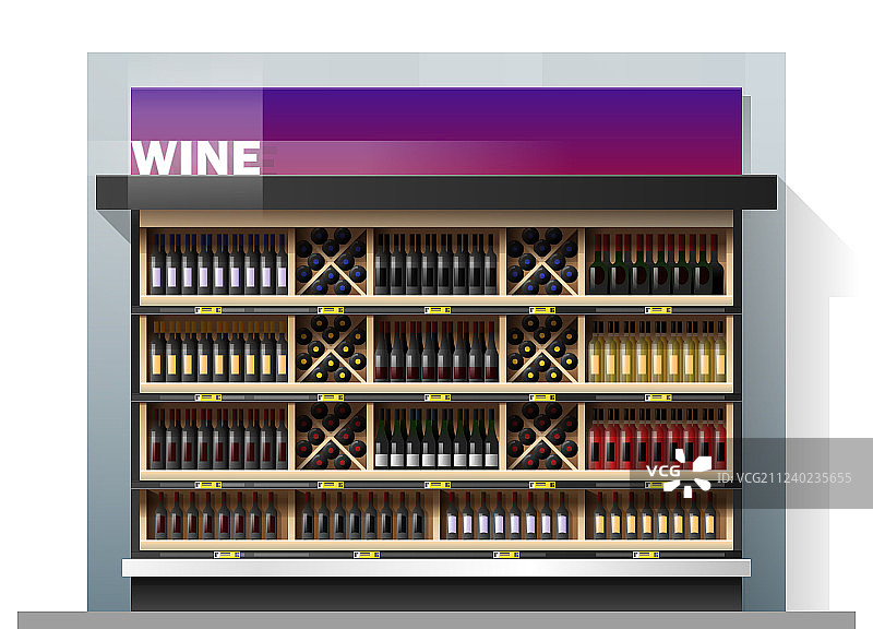 货架上展示的各种葡萄酒瓶图片素材