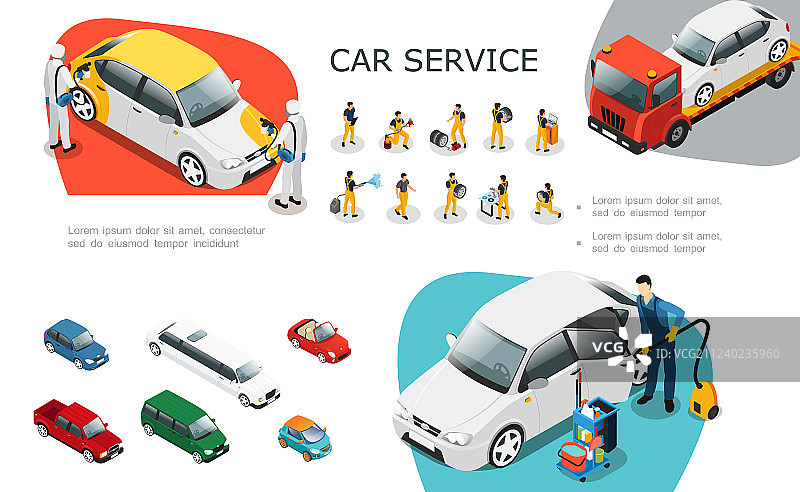 2.5D汽车维修服务元素合集图片素材