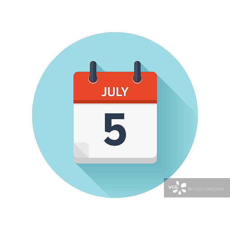 7月5日扁平每日日历图标图片素材