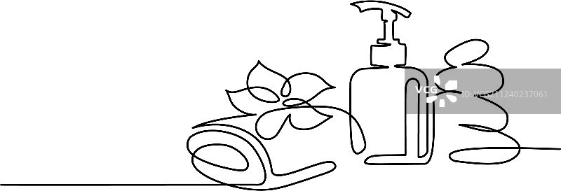 化妆品、鲜花、毛巾和瓶子图片素材