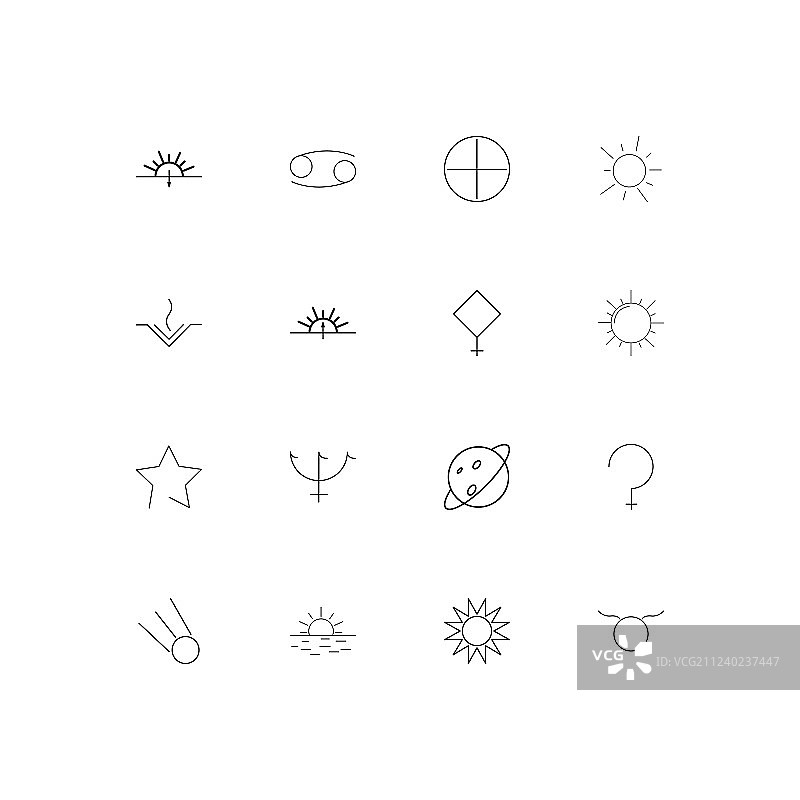 占星术简单的线性图标设置概述图标图片素材