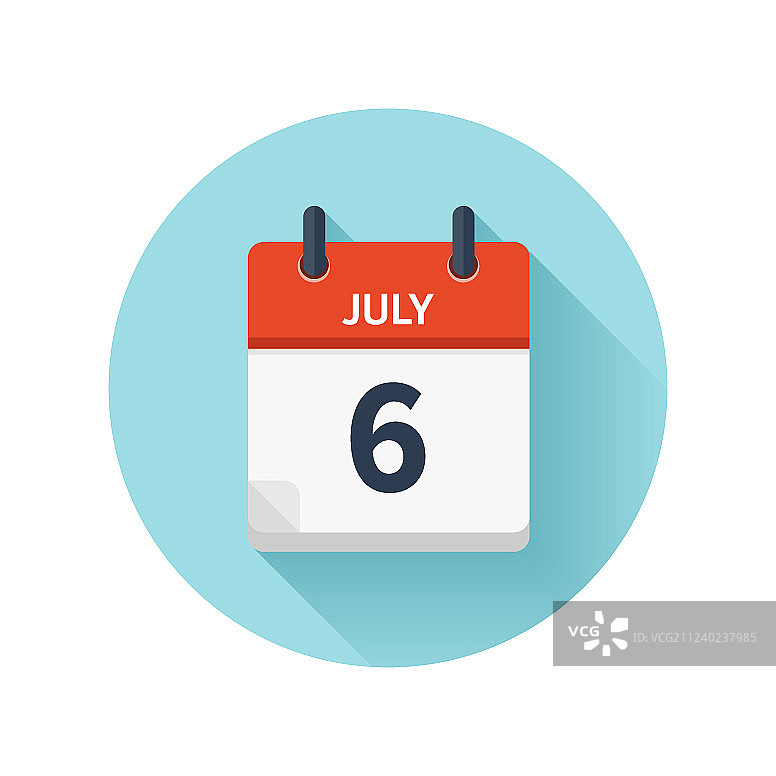 7月6日扁平每日日历图标图片素材