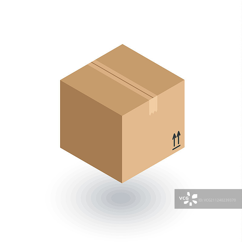 带有包装带的纸箱2.5D扁平风格图片素材