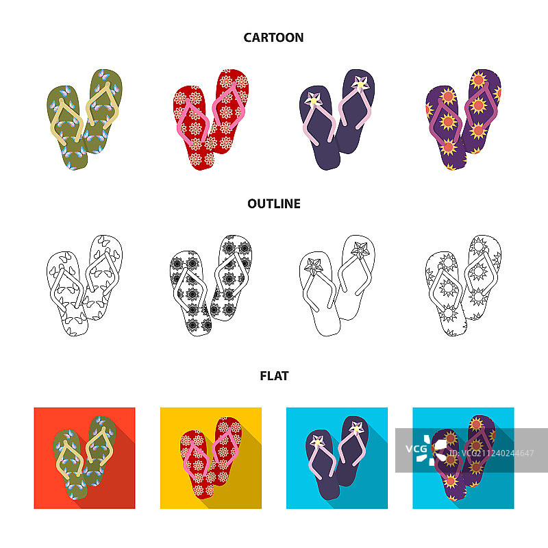 人字拖卡通扁平图标合集图片素材