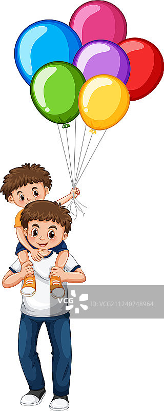 父子拿着气球图片素材