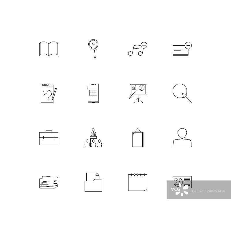 办公室简单的线性图标设置概述图标图片素材