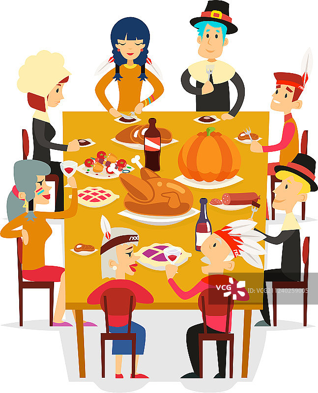 感恩节家庭朋友聚餐火鸡图片素材