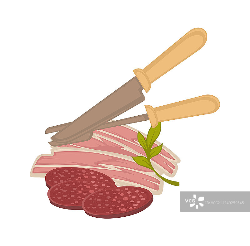 肉店用培根和香肠肉图标图片素材