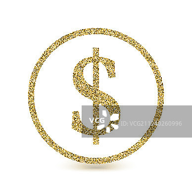 带闪光效果的美元图标，白色背景图片素材