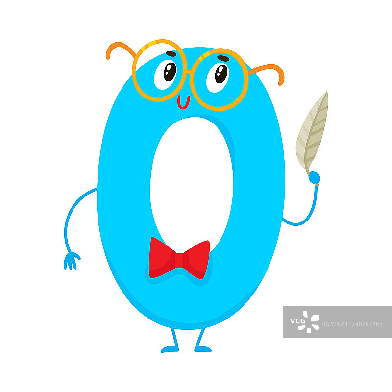 可爱有趣彩色数字0卡通形象图片素材