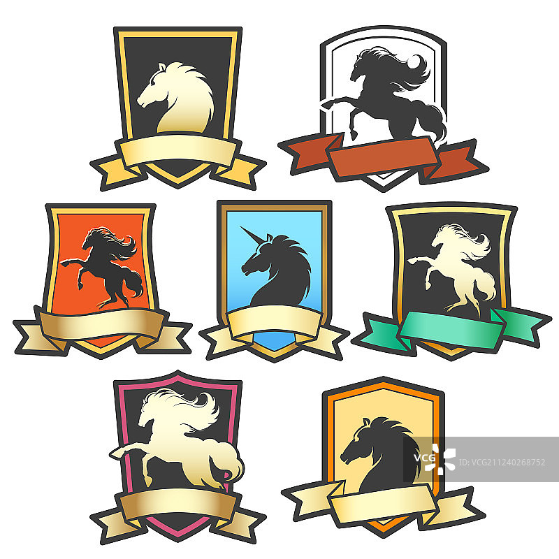 马盾徽章套装图片素材