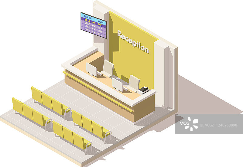 2.5D低多边形医院接待处图片素材