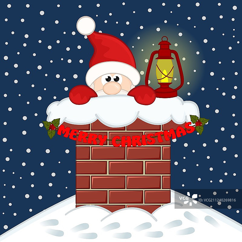 在烟囱里的圣诞老人图片素材